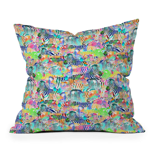 Ruby Door Rainbow Zebras Outdoor Throw Pillow