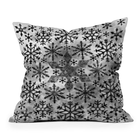 Ruby Door Snow Leopard Snowflake Outdoor Throw Pillow