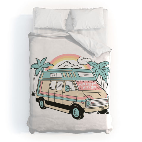 Sagepizza LIVIN FOR THE WEEKEND Duvet Cover