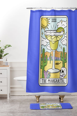 Sagepizza Margarita Reading Blue Shower Curtain And Mat