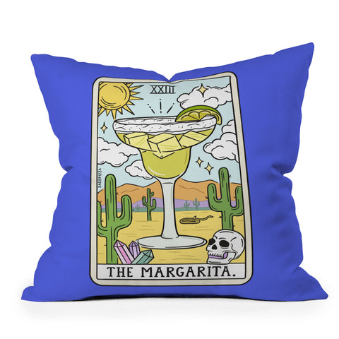 Sagepizza Margarita Reading Blue Outdoor Throw Pillow