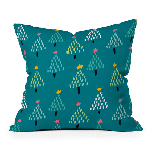 Sam Osborne Dotty Christmas Trees Evergreen Outdoor Throw Pillow