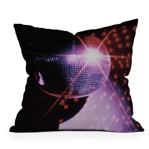 Samantha Hearn Disco Ball Neon Outdoor Throw Pillow