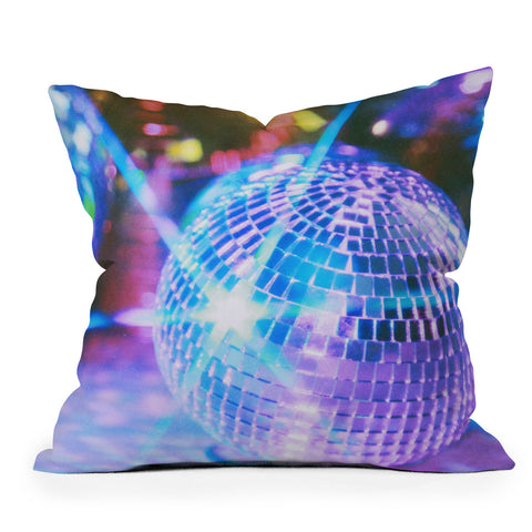 Samantha Hearn Neon Solo Disco Ball Outdoor Throw Pillow