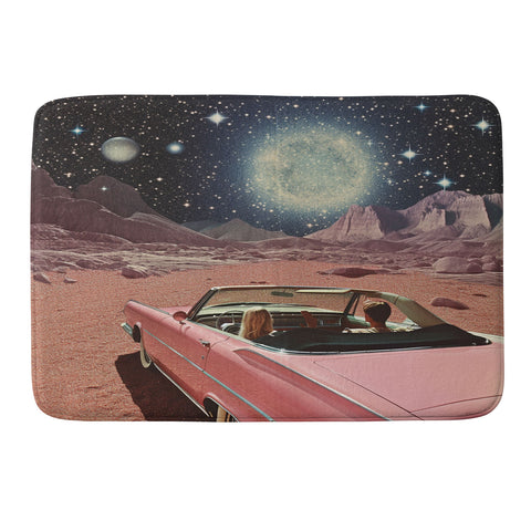 Samantha Hearn Pink Car in Space Vintage Memory Foam Bath Mat