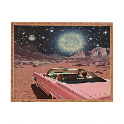 Samantha Hearn Pink Car in Space Vintage Rectangular Tray