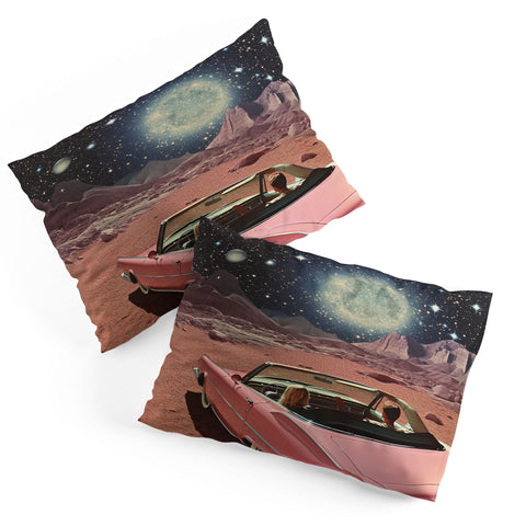 Samantha Hearn Pink Car in Space Vintage Pillow Shams