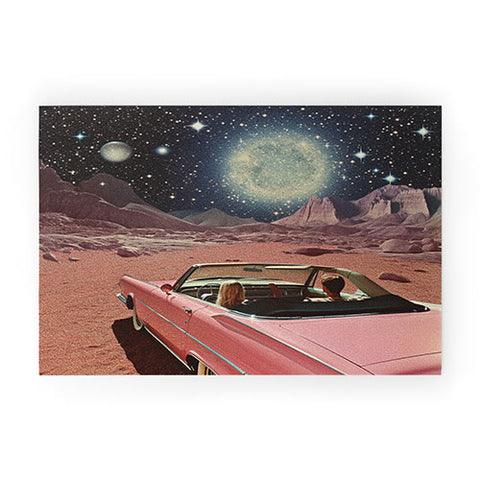 Samantha Hearn Pink Car in Space Vintage Welcome Mat