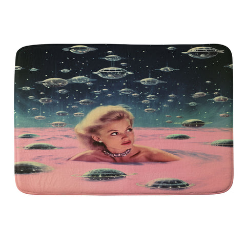 Samantha Hearn Pink Pool Vintage Collage Art Memory Foam Bath Mat