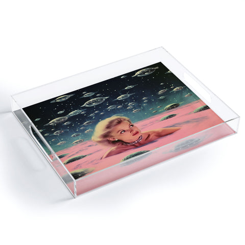 Samantha Hearn Pink Pool Vintage Collage Art Acrylic Tray