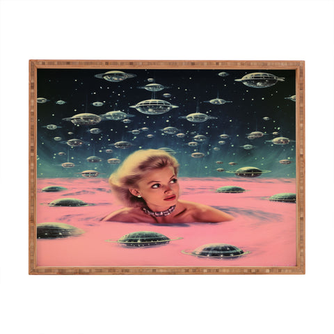 Samantha Hearn Pink Pool Vintage Collage Art Rectangular Tray