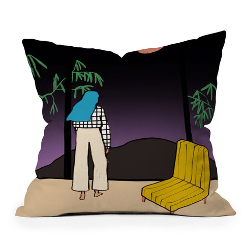 sandrapoliakov FULL MOON MOUNTAIN Outdoor Throw Pillow