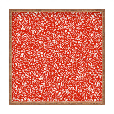 Schatzi Brown Agatha Floral Apple Red Square Tray