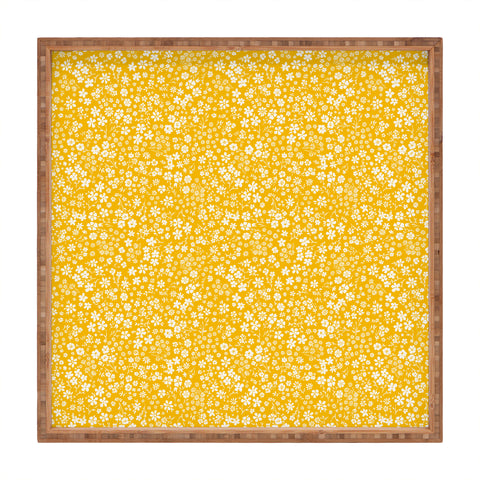 Schatzi Brown Agatha Floral Yellow Square Tray