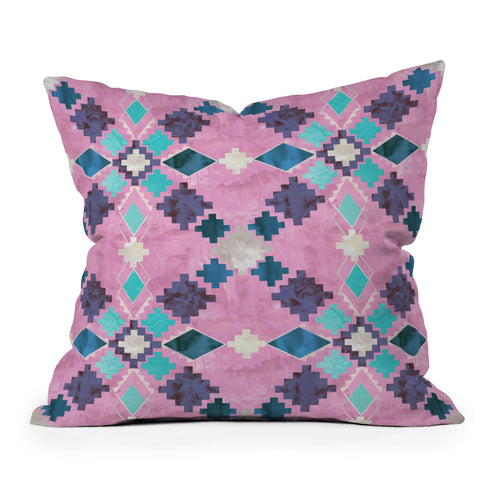 Schatzi Brown Andie Tribal Pink Outdoor Throw Pillow