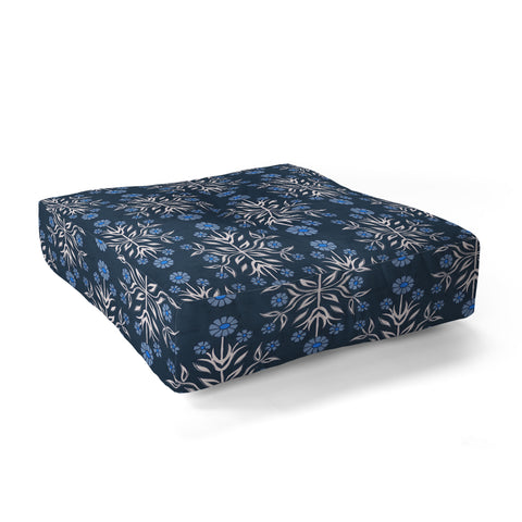 Schatzi Brown Belinna Floral Blue Floor Pillow Square