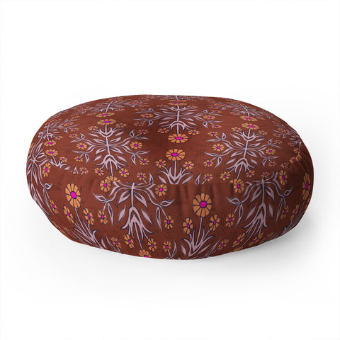 Schatzi Brown Belinna Floral Bronze Floor Pillow Round