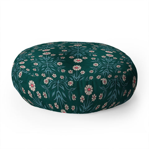 Schatzi Brown Belinna Floral Green Floor Pillow Round