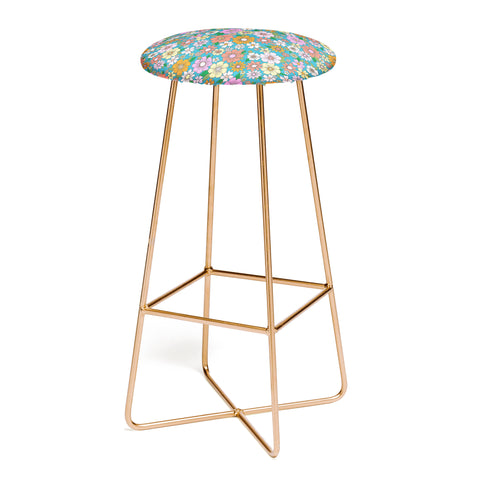 Schatzi Brown Betty Floral Turquoise Bar Stool