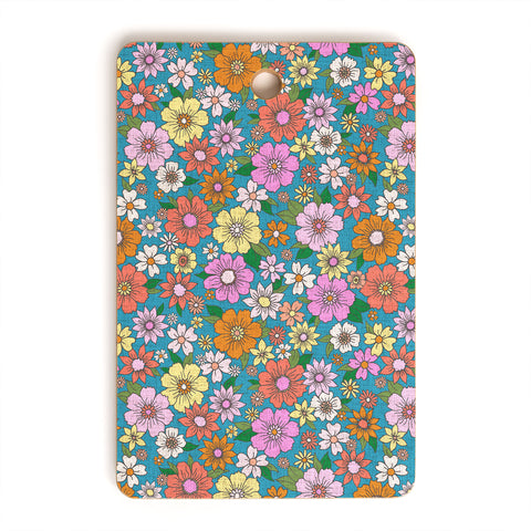 Schatzi Brown Betty Floral Turquoise Cutting Board Rectangle