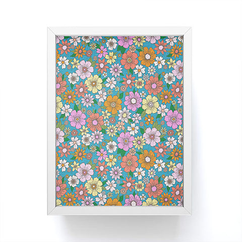 Schatzi Brown Betty Floral Turquoise Framed Mini Art Print