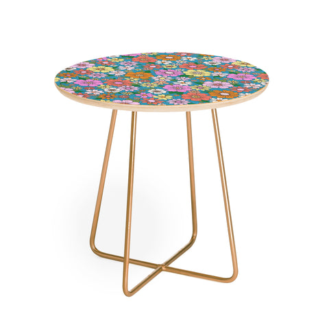 Schatzi Brown Betty Floral Turquoise Round Side Table