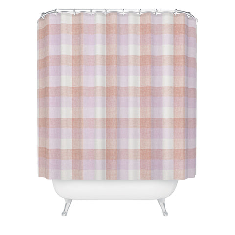 Schatzi Brown Buffalo Plaid Blush Pink Shower Curtain