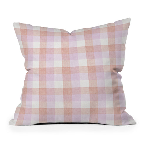 Schatzi Brown Buffalo Plaid Blush Pink Throw Pillow