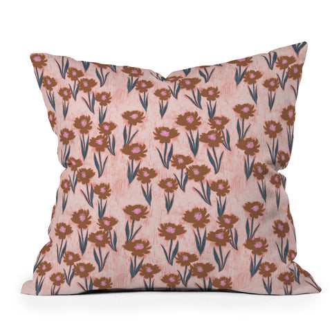 Schatzi Brown Danni Floral Pink Outdoor Throw Pillow