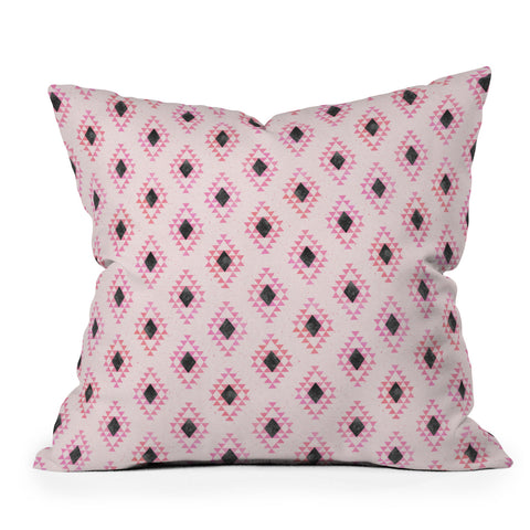 Schatzi Brown Desert Triangle Pink Outdoor Throw Pillow