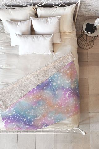 Schatzi Brown Dreaming of Stars Pastel Fleece Throw Blanket