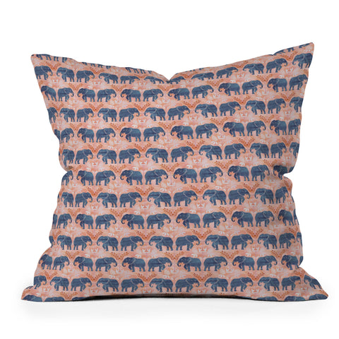 Schatzi Brown Elephant 1 Mango Outdoor Throw Pillow