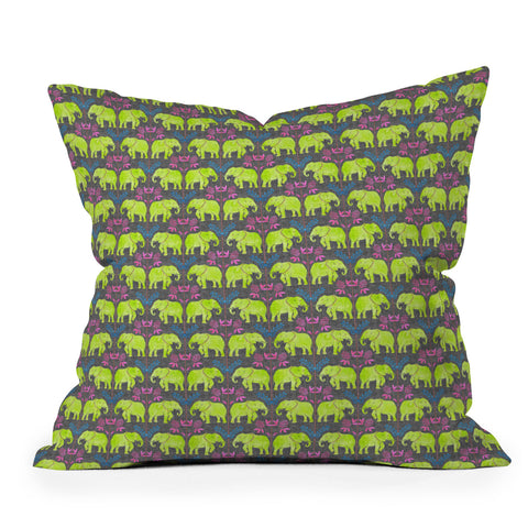 Schatzi Brown Elephant 1 Neon Outdoor Throw Pillow