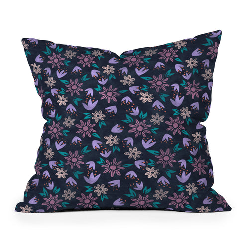 Schatzi Brown Erinn Floral Purple Outdoor Throw Pillow
