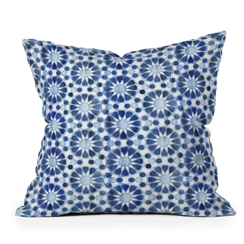 Schatzi Brown Farah Tile Blue Outdoor Throw Pillow