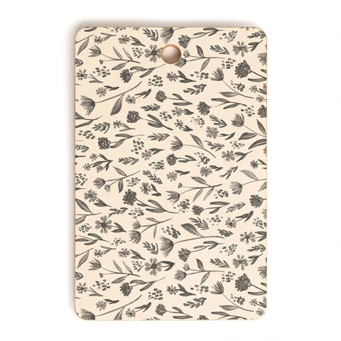 Schatzi Brown Fiola Floral Ivory Gray Cutting Board Rectangle