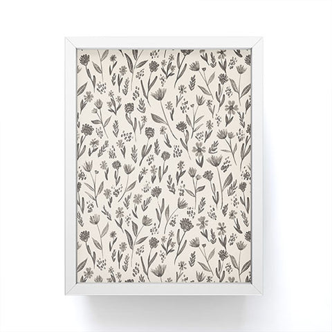 Schatzi Brown Fiola Floral Ivory Gray Framed Mini Art Print