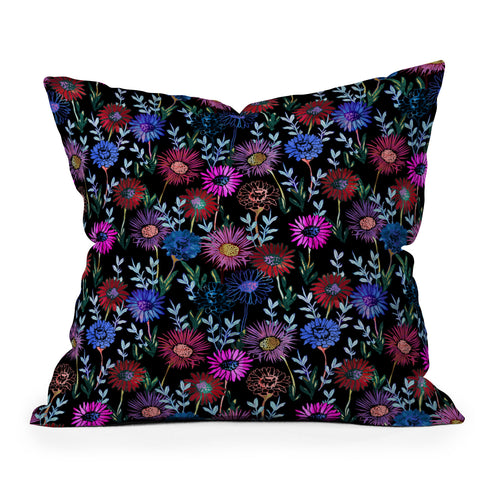 Schatzi Brown Gillian Floral Black Outdoor Throw Pillow
