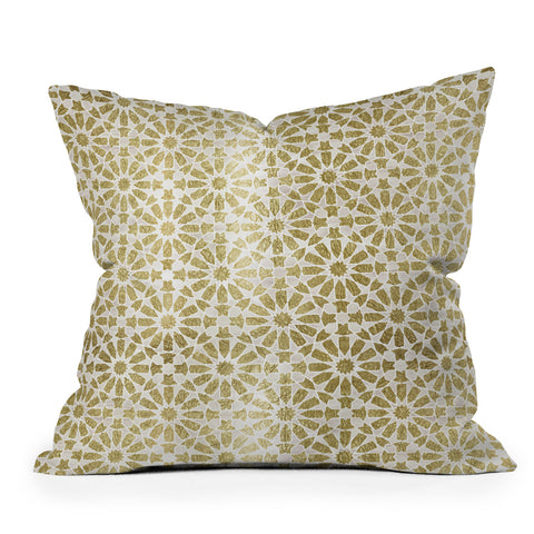 Schatzi Brown Hara Tiles Golden Outdoor Throw Pillow