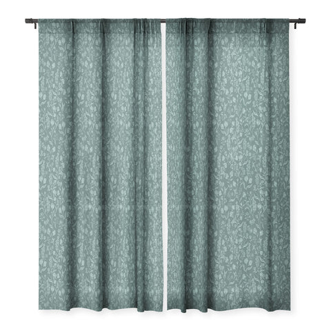 Schatzi Brown Ingrid Floral Green Sheer Window Curtain