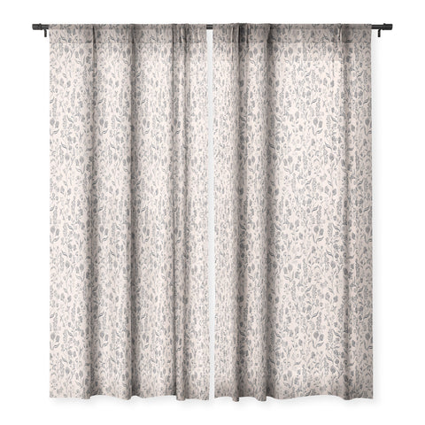 Schatzi Brown Ingrid Floral Ivory Bone Sheer Window Curtain