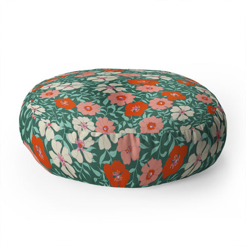 Schatzi Brown Jirra Floral Spring Floor Pillow Round