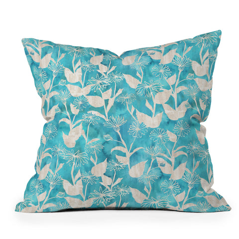 Schatzi Brown Justina Floral Turquoise Outdoor Throw Pillow