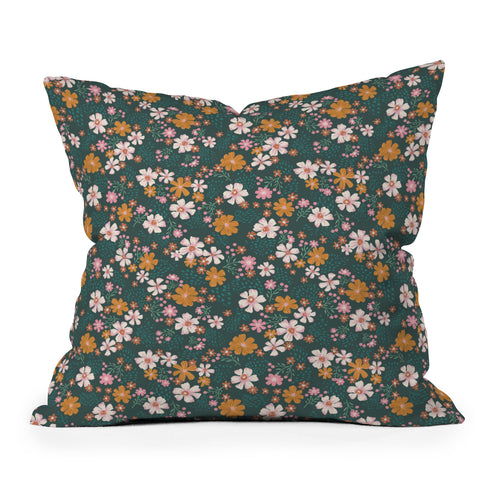 Schatzi Brown Macy Floral Green Throw Pillow