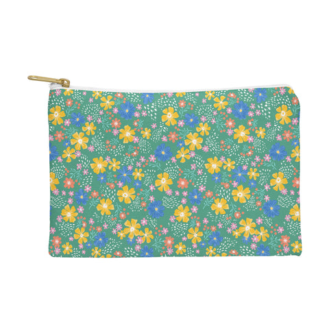 Schatzi Brown Macy Floral Kelly Green Pouch