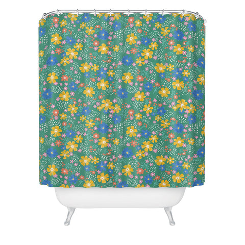 Schatzi Brown Macy Floral Kelly Green Shower Curtain