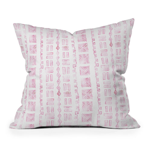 Schatzi Brown Modern Mud Cloth 6 Pink Outdoor Throw Pillow