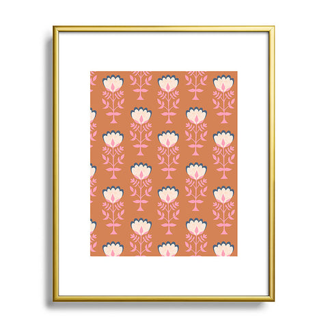 Schatzi Brown Norr Flower Orange Metal Framed Art Print