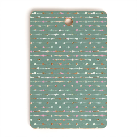 Schatzi Brown Norr Lines Dots Green Cutting Board Rectangle