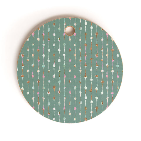 Schatzi Brown Norr Lines Dots Green Cutting Board Round